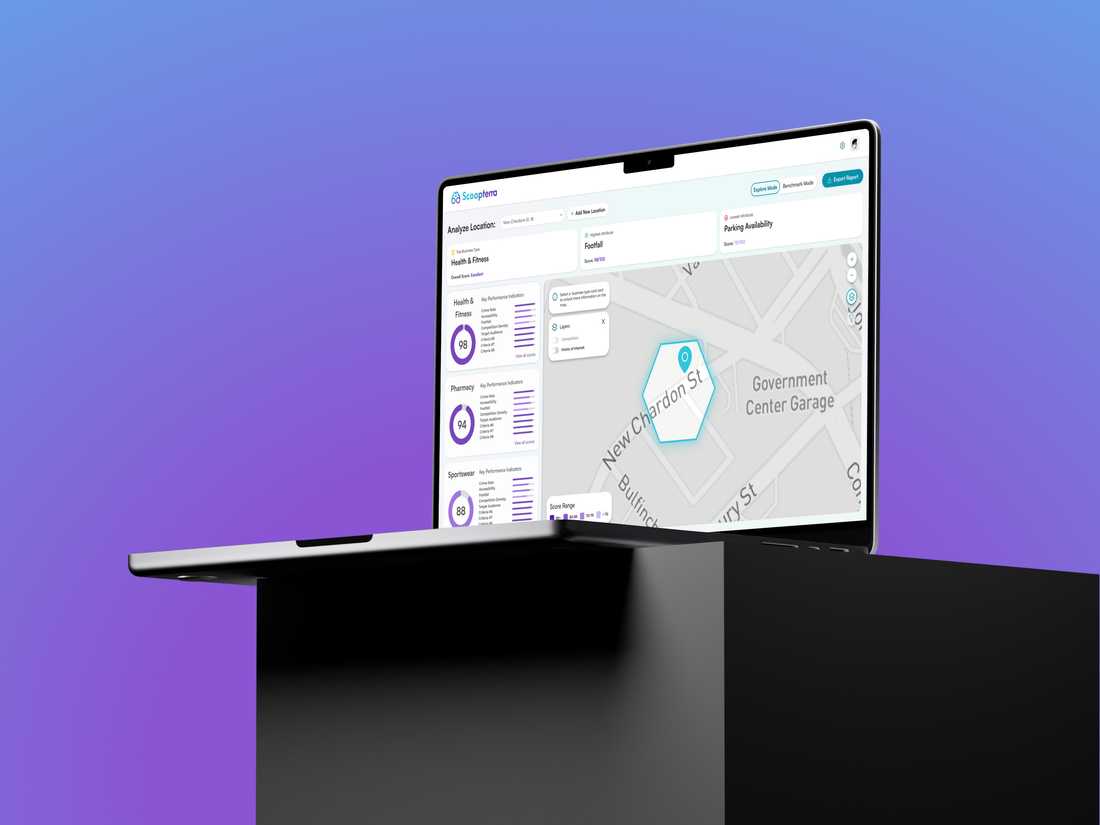 The Scoopterra asset analysis on a laptop